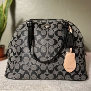 Coach Peyton Signature Black/Grey Domed Satchel